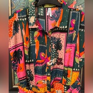 🦜 Live for Truth parrot print tropical shirtdress size large